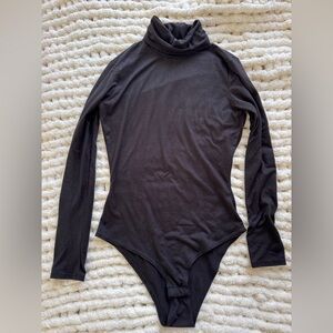 Pink Lily Sleek Black Turtleneck Bodysuit